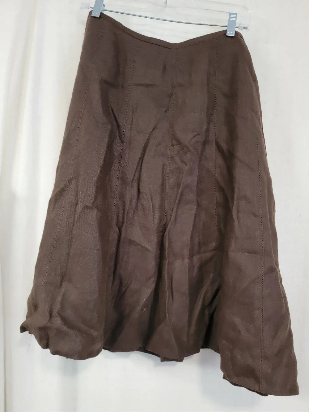 Talbots Dark Brown A-Line Linen Blend Skirt